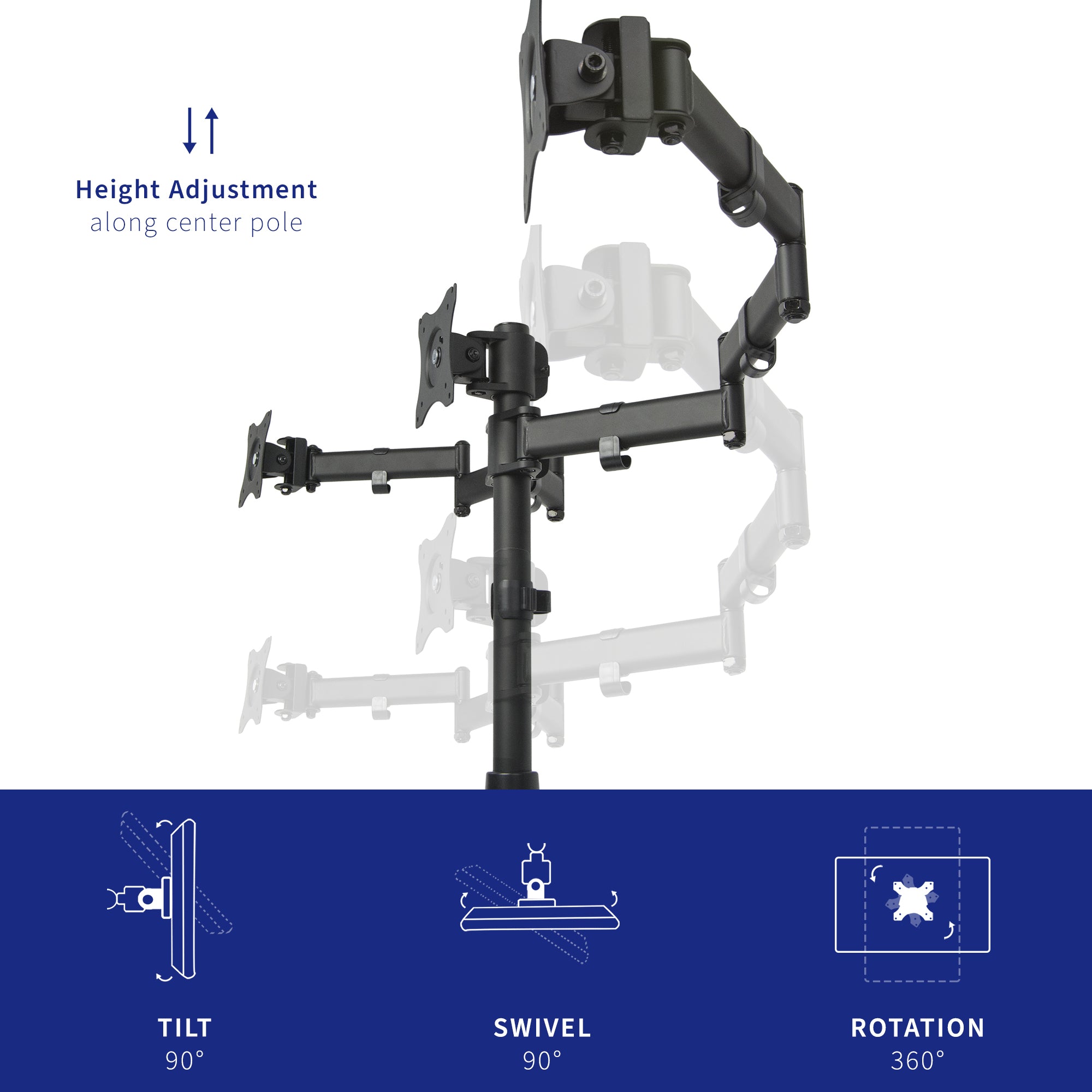 Triple 13" to 24" Monitor Desk Mount