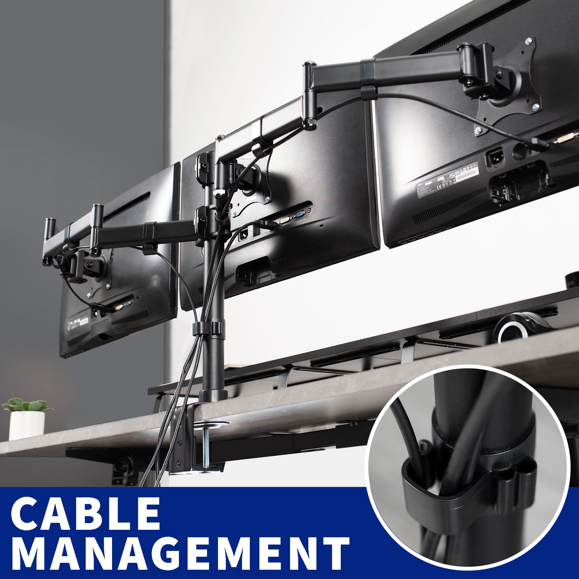 Triple 13" to 24" Monitor Desk Mount
