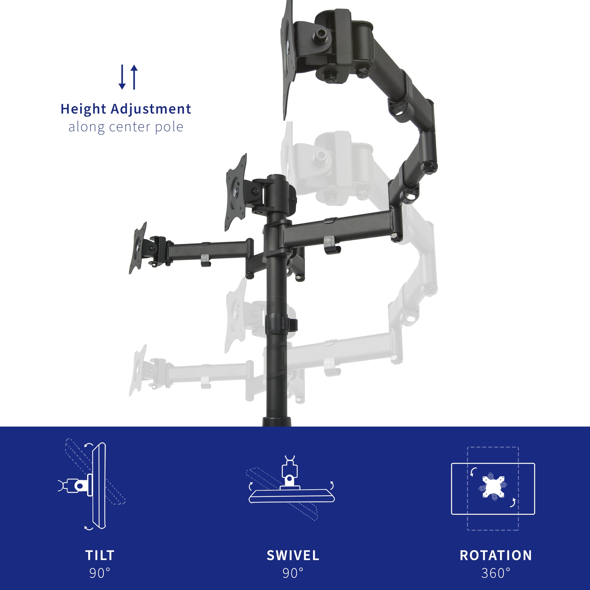 Triple 13” to 24” Monitor Desk Stand