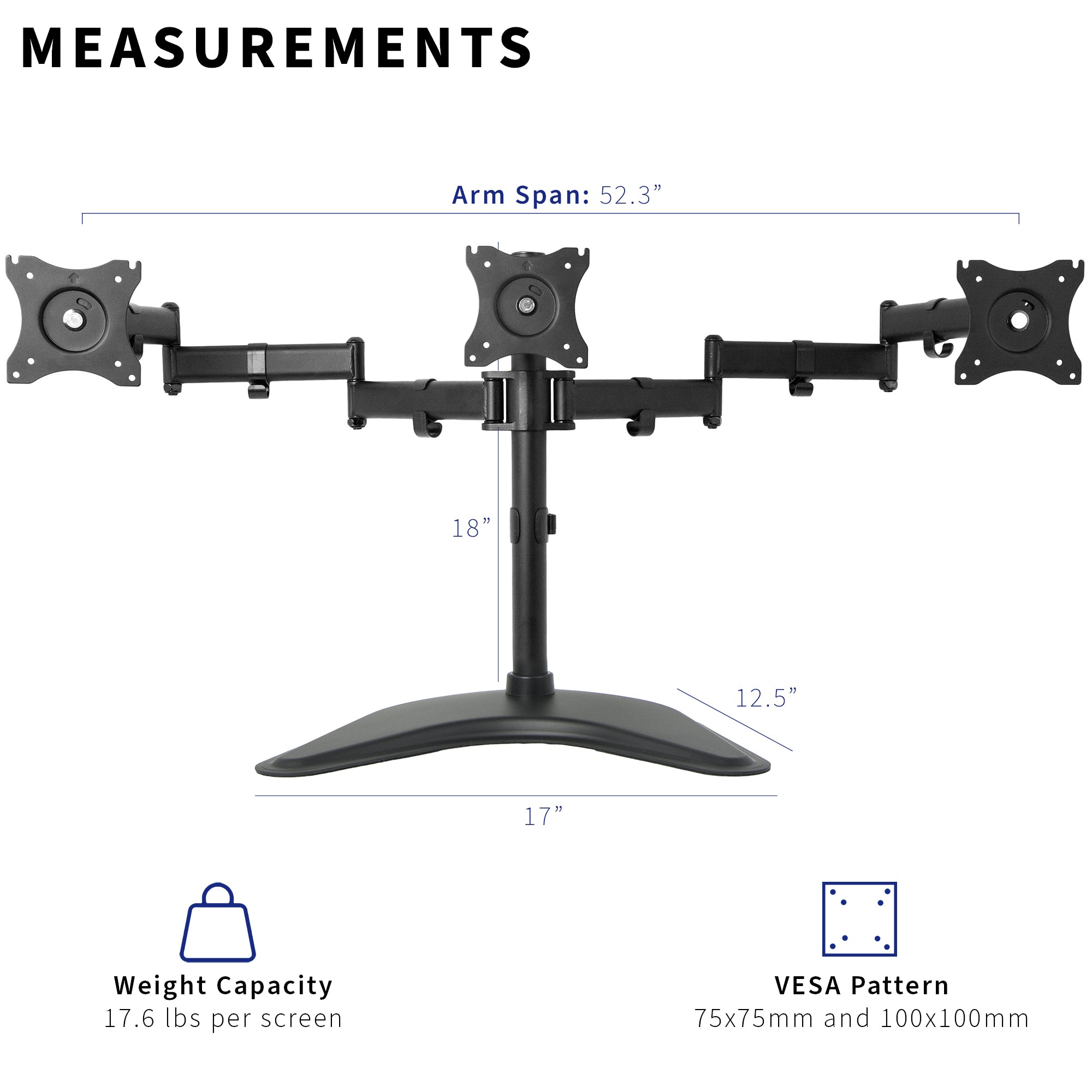 Triple 13” to 24” Monitor Desk Stand