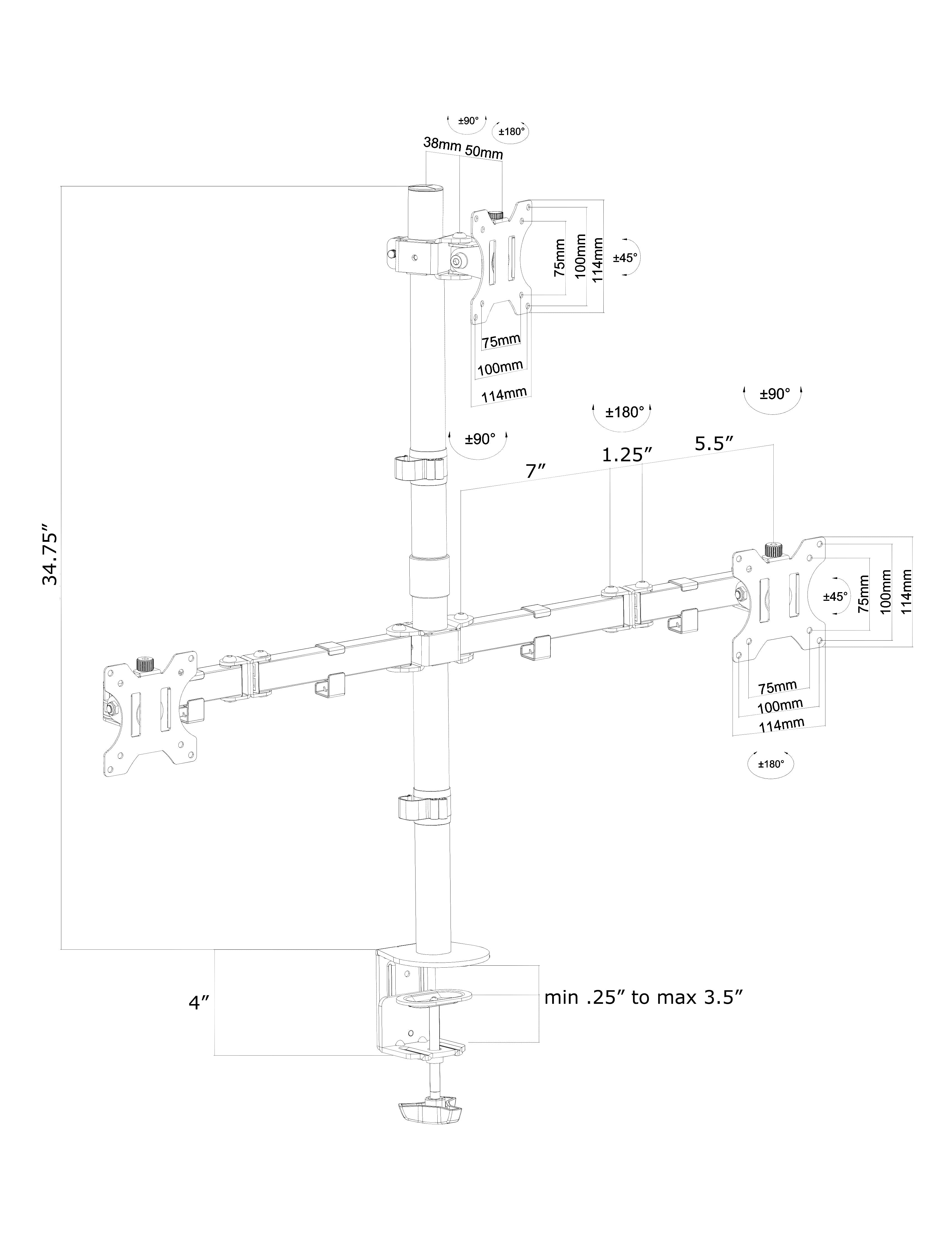 Triple 13” to 30” Monitor Desk Mount