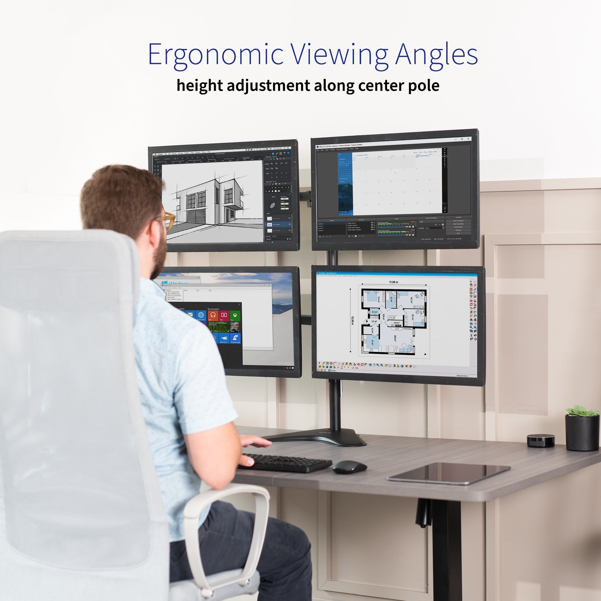 Quad 13” to 30" Monitor Desk Stand