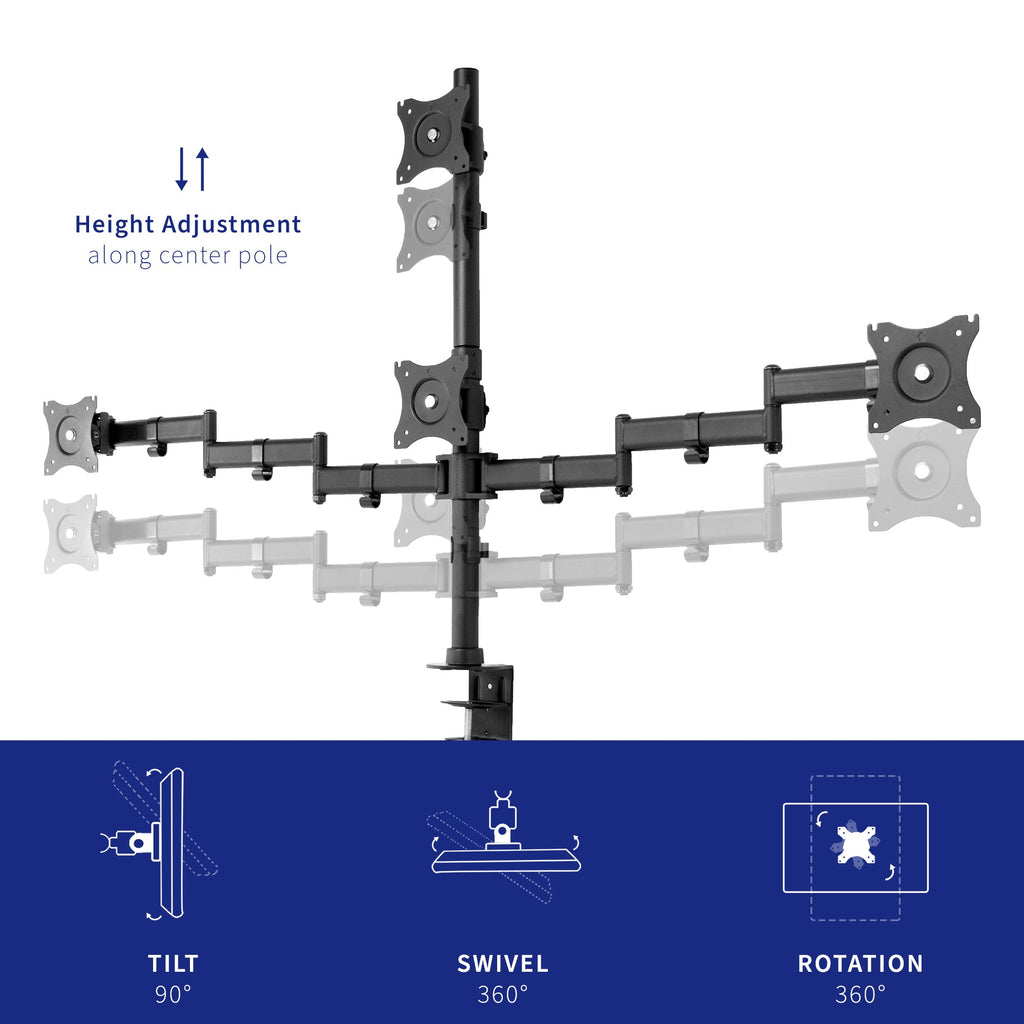 Quad 13” to 24" Monitor Desk Mount