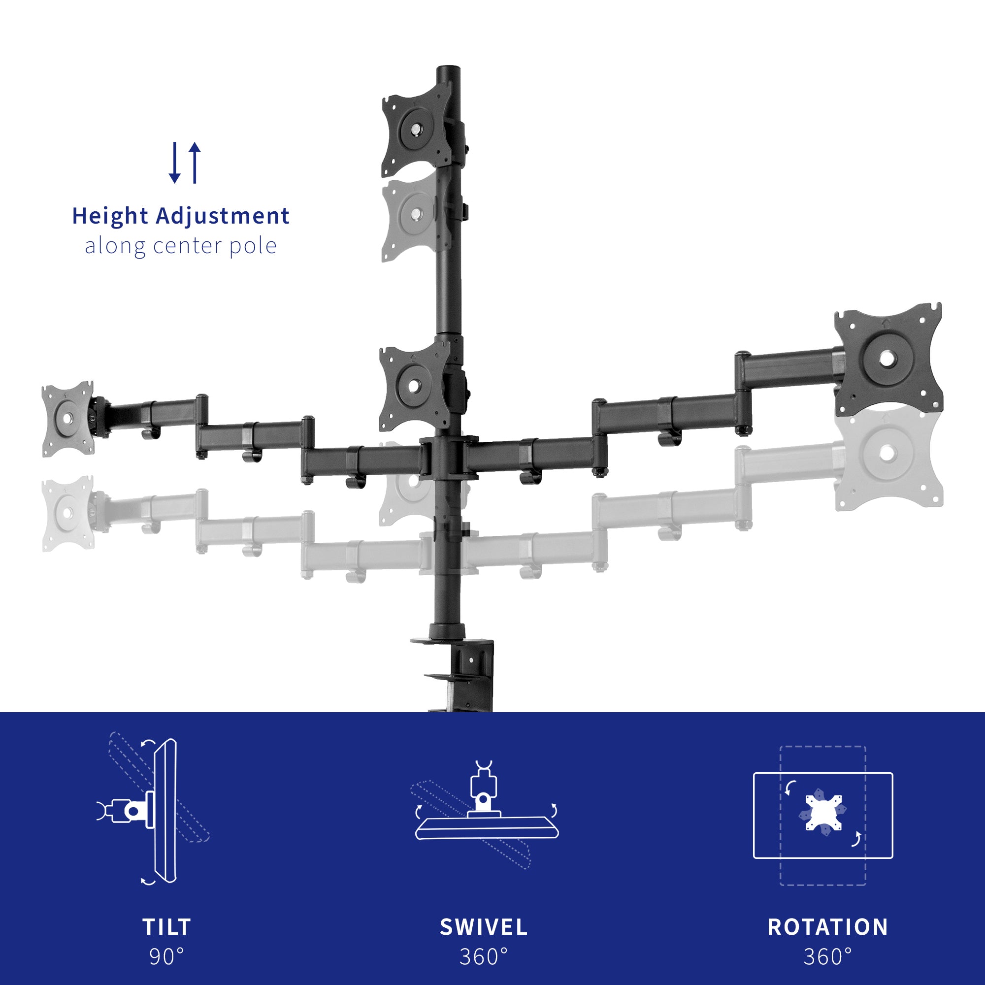 Quad 13” to 24" Monitor Desk Mount