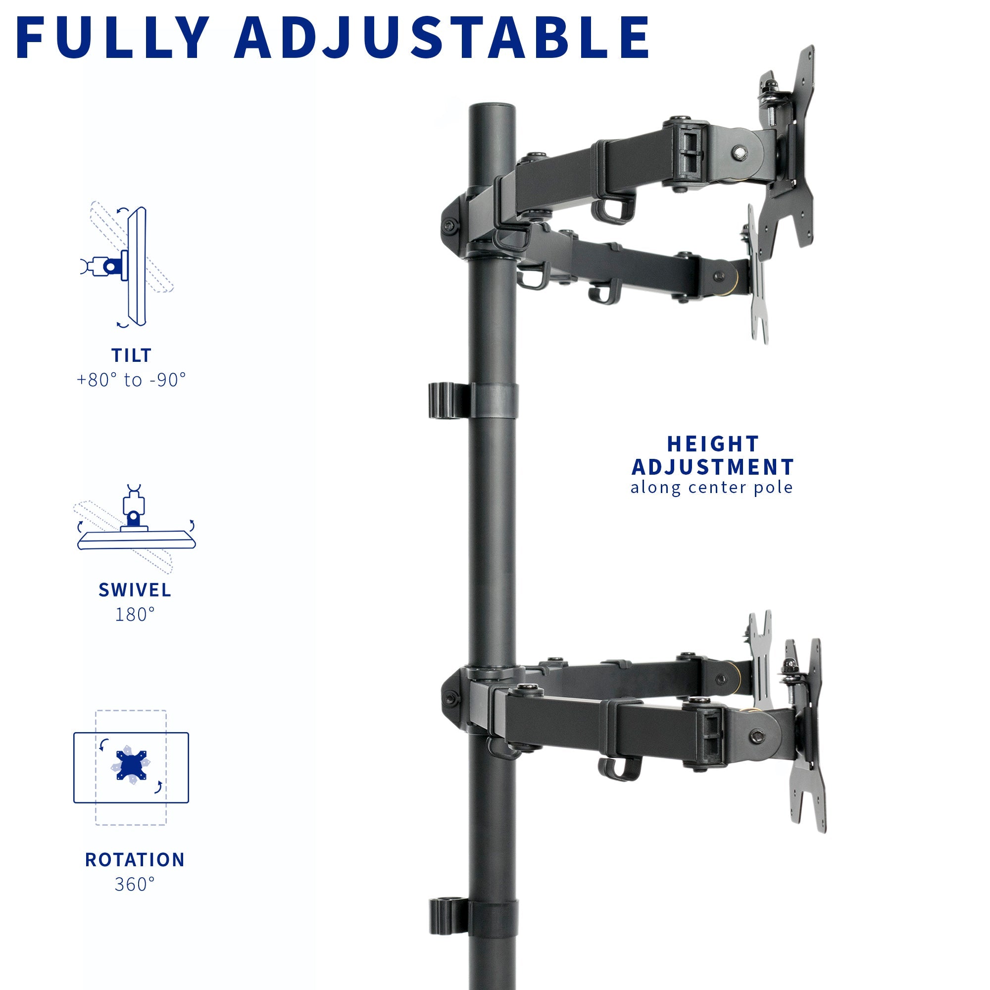 Quad 13” to 30" Monitor Desk Mount