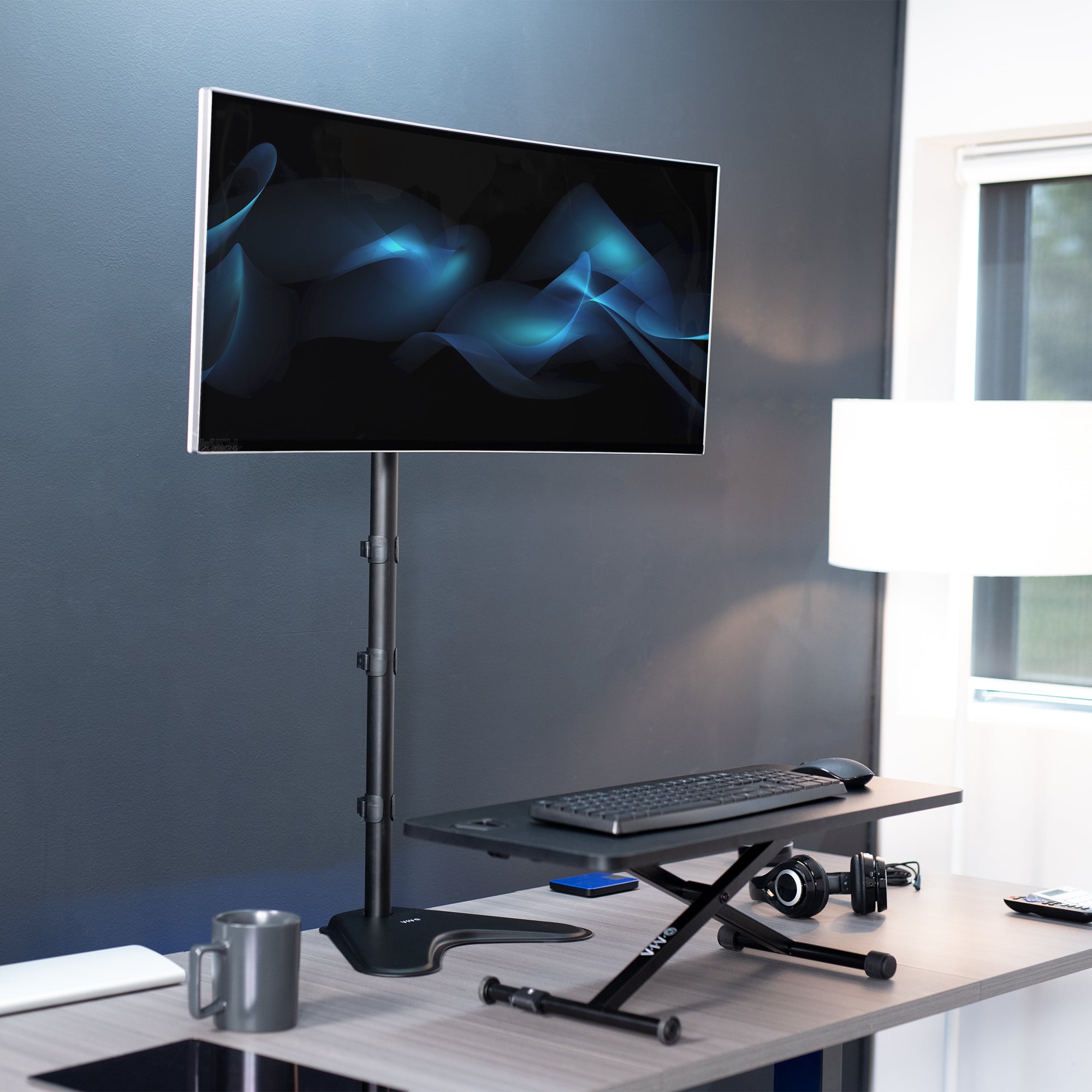 Single 13" to 27" Monitor Extra Tall Desk Stand
