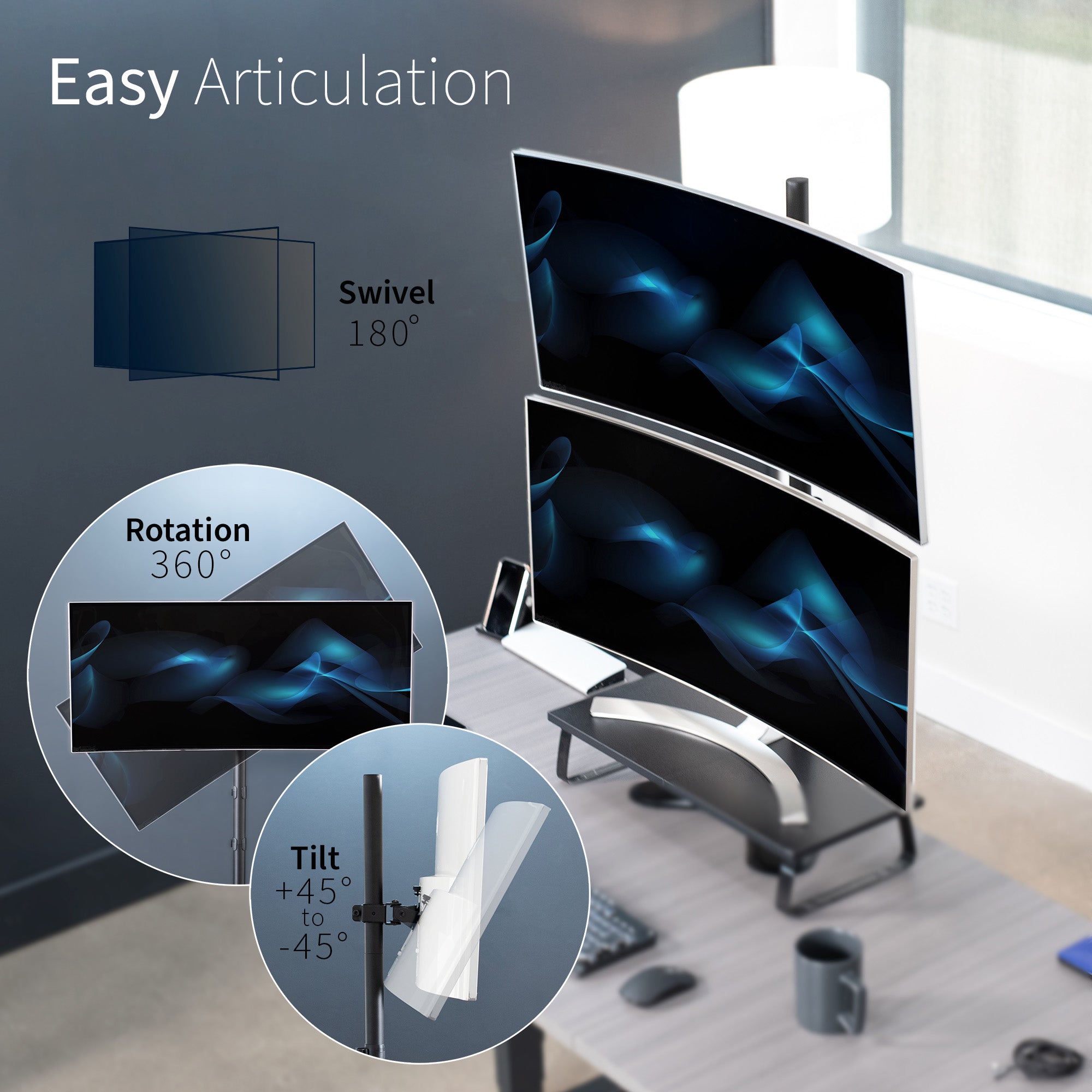 Single 13" to 27" Monitor Extra Tall Desk Stand