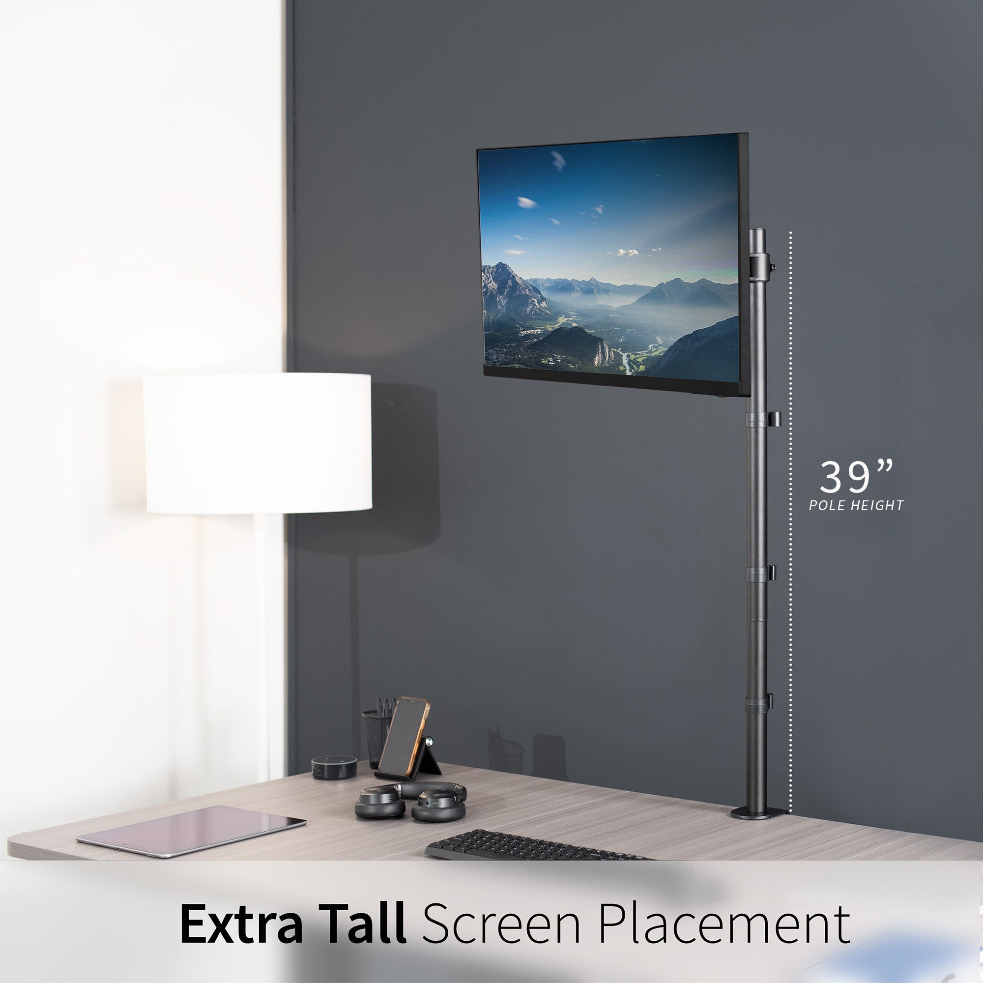 Single Monitor Extra Tall Desk Mount - Up to 38" Screens