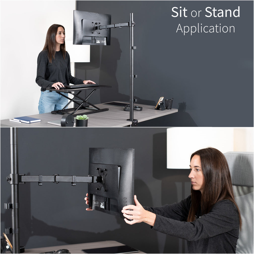 Single Monitor Extra Tall Desk Mount - Up to 38" Screens