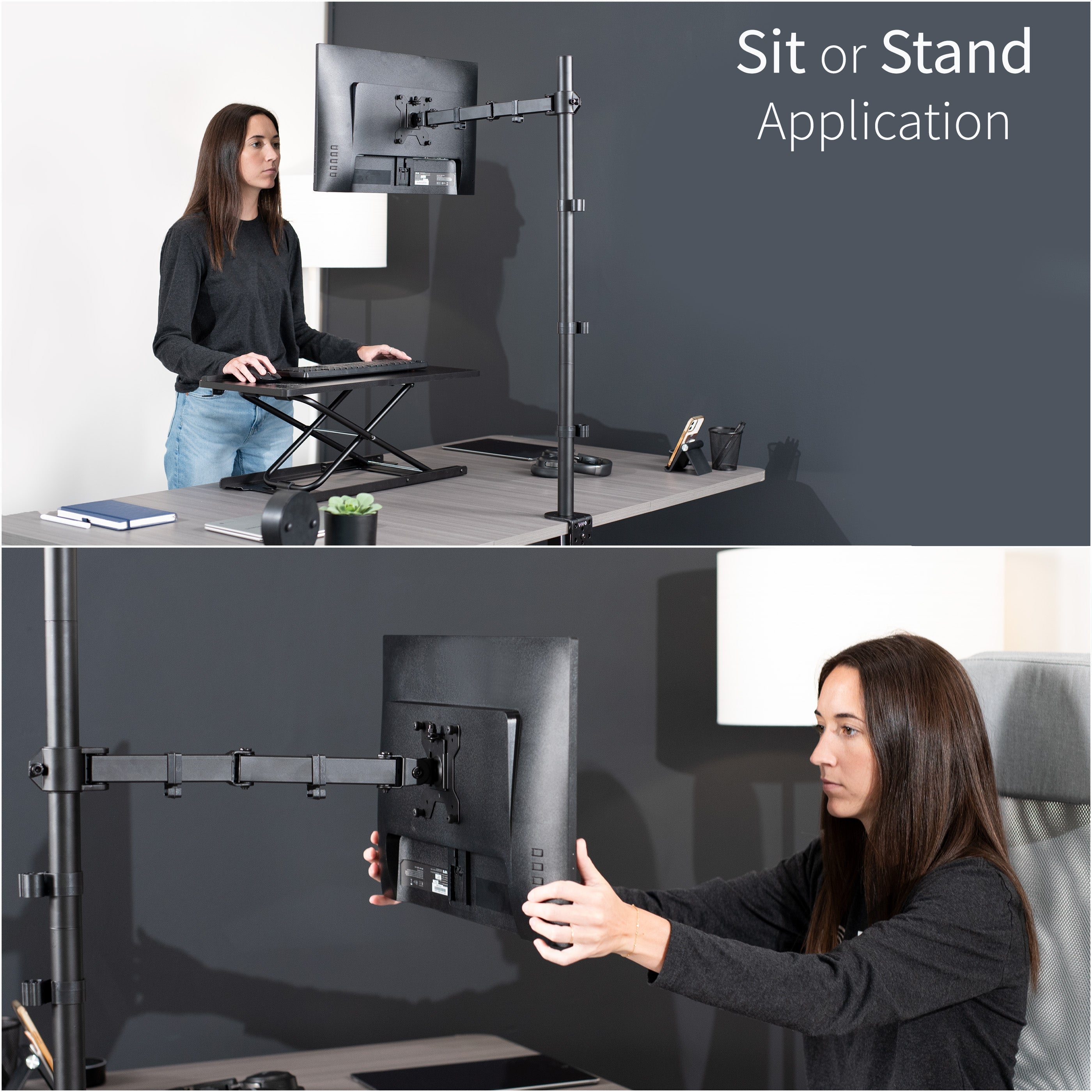 Single Monitor Extra Tall Desk Mount - Up to 38" Screens