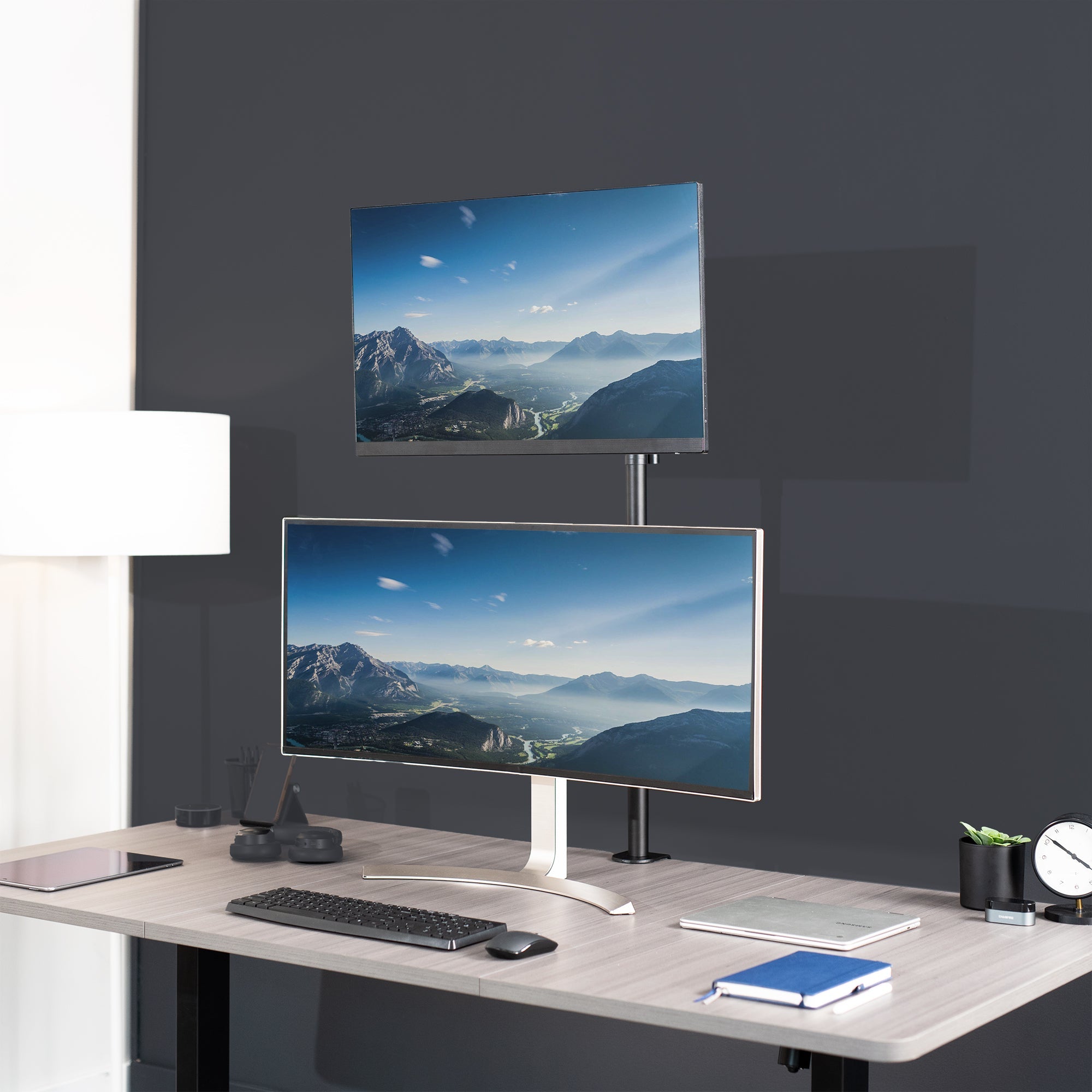 Single Monitor Extra Tall Desk Mount - Up to 38" Screens