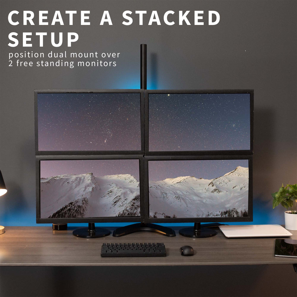 Dual 13" to 27" Monitor Extra Tall Desk Stand