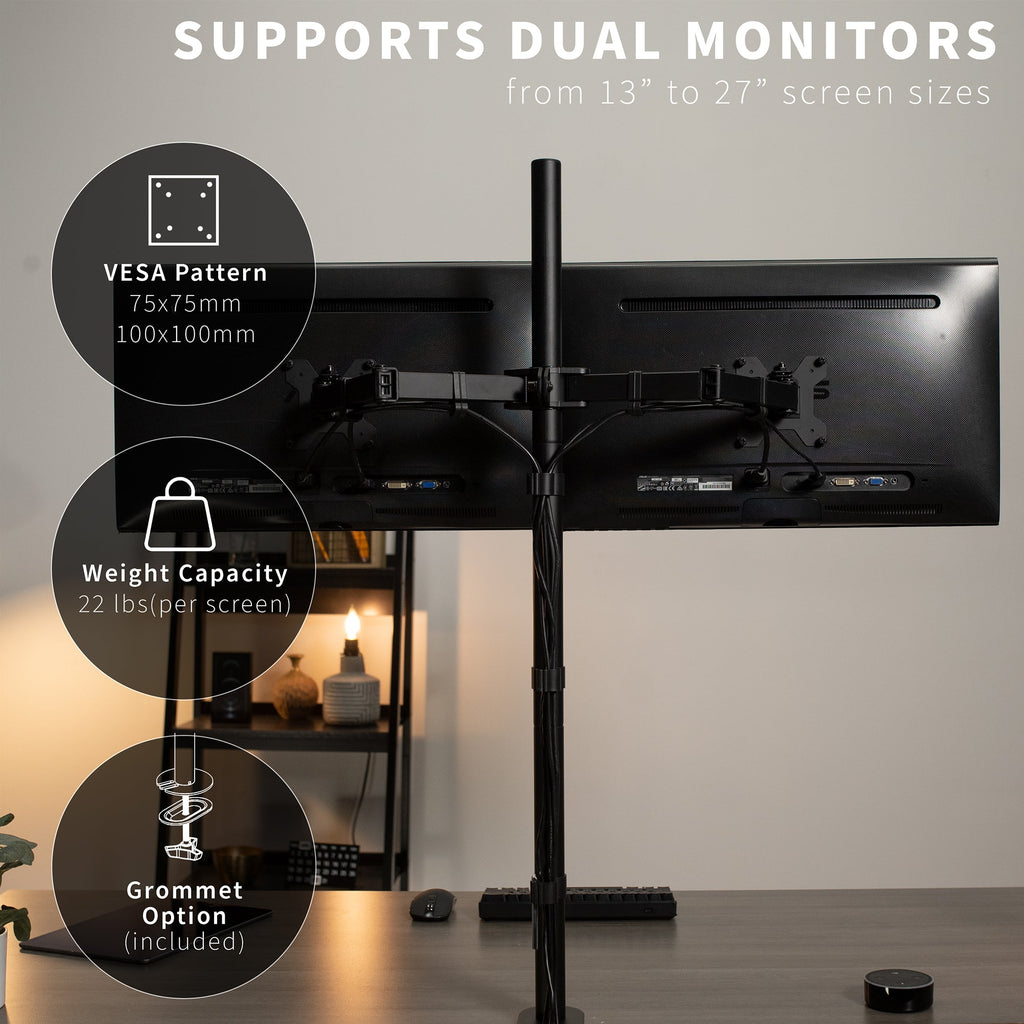 Dual 13" to 27" Monitor Extra Tall Desk Mount