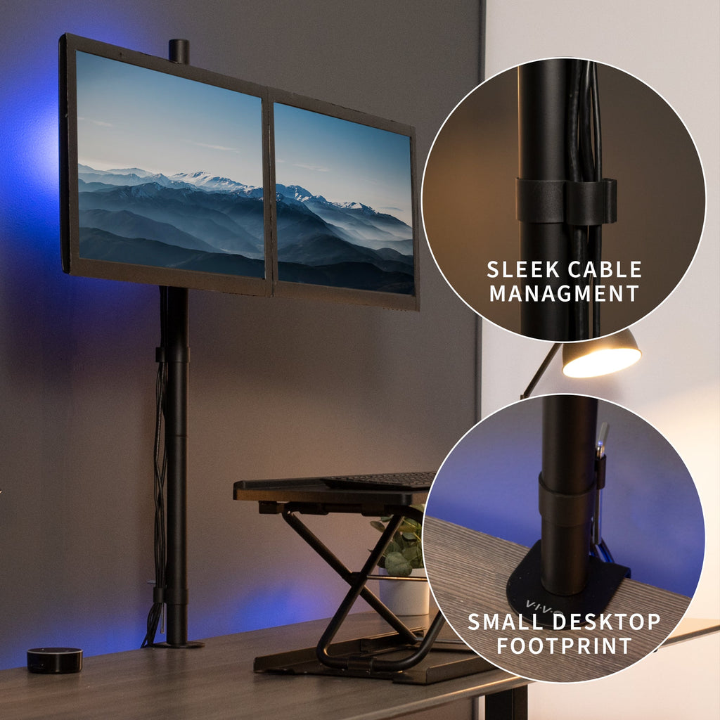 Dual 13" to 27" Monitor Extra Tall Desk Mount