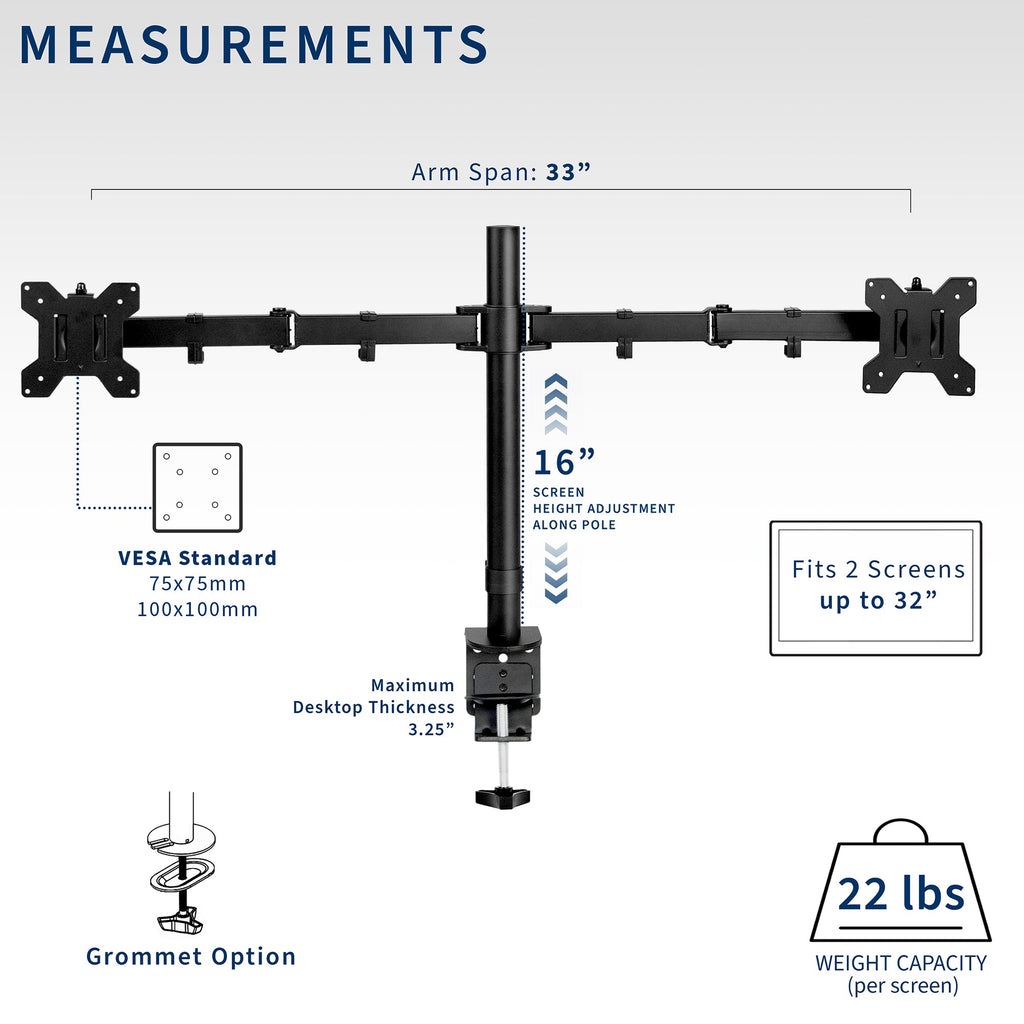 VIVO Dual Monitor Desk Mount Adjustable Stand
