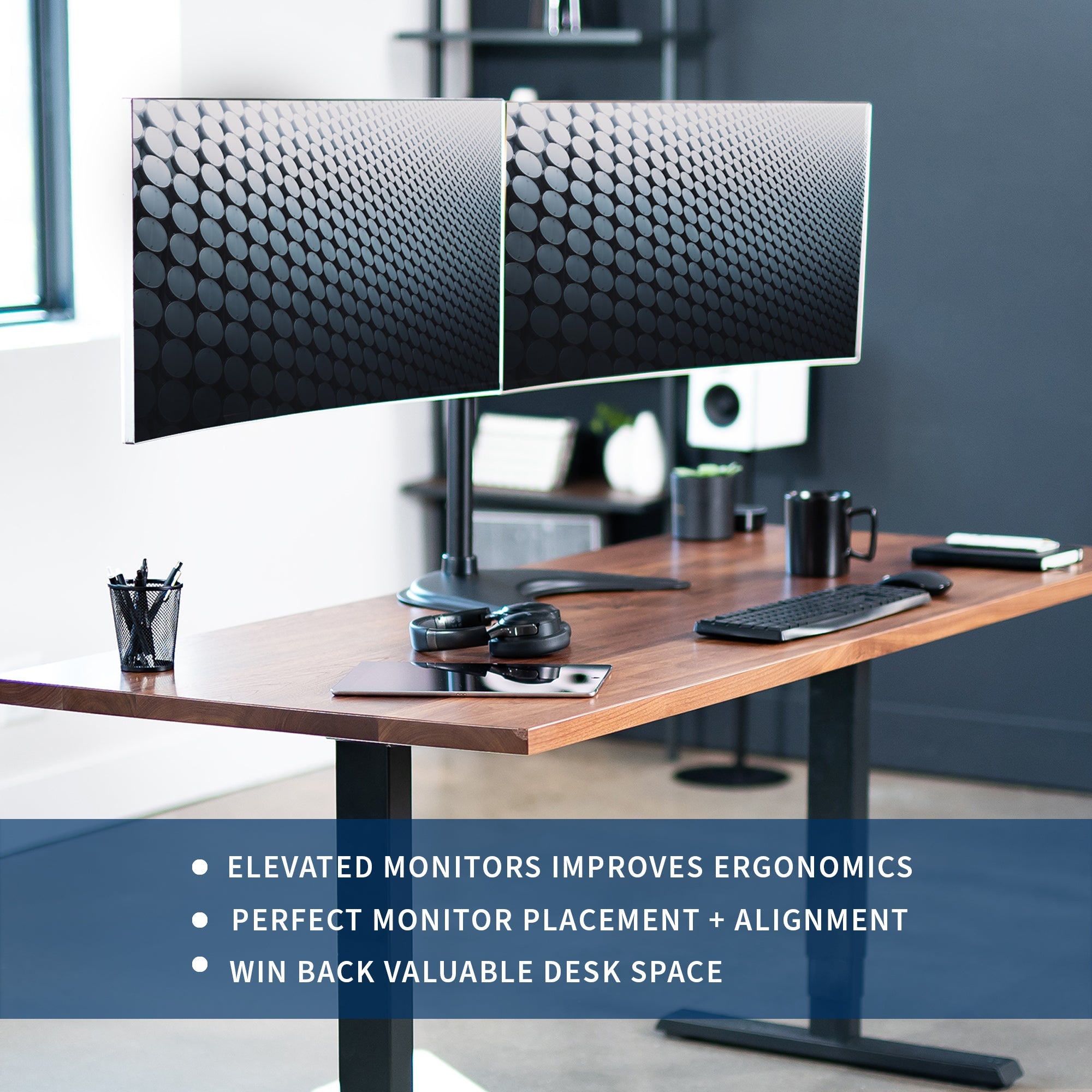 Dual Monitor Desk Stand - Up to 38" Screens