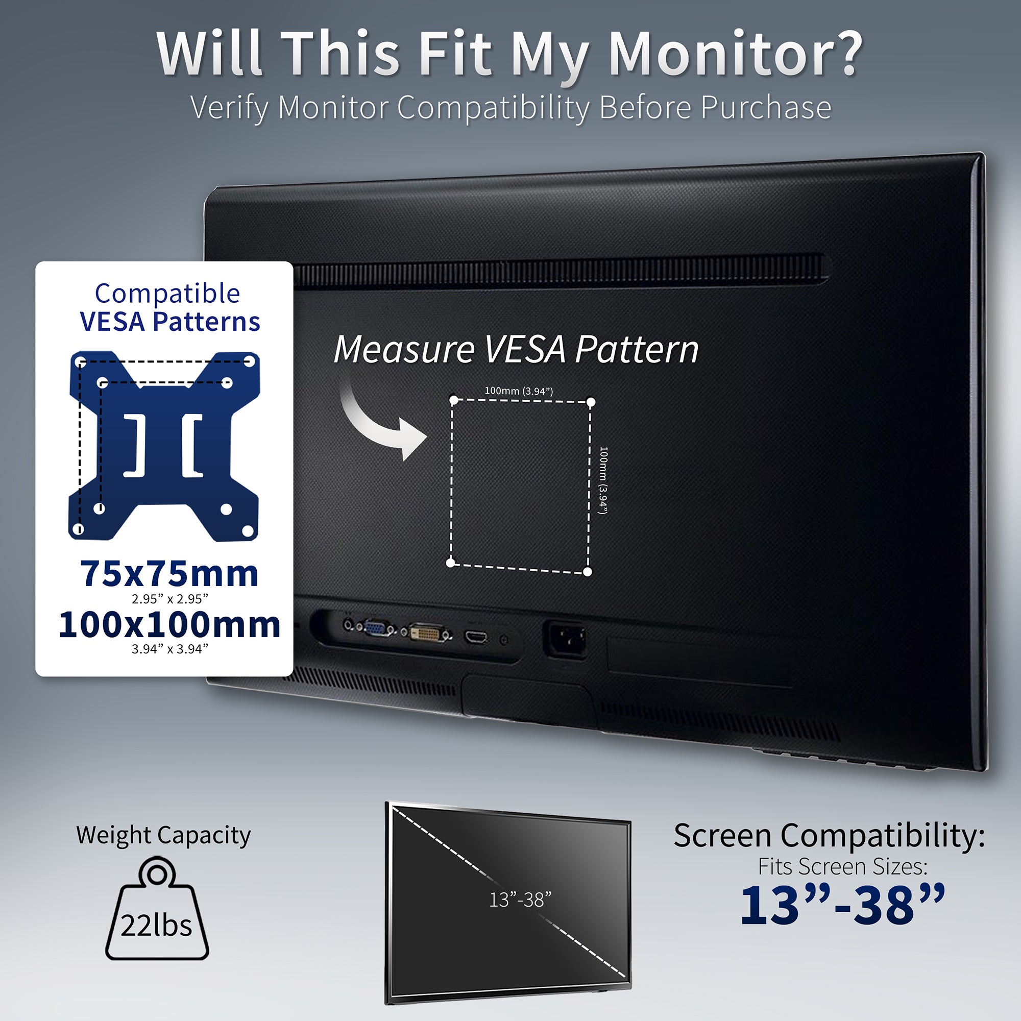 Dual Monitor Desk Stand - Up to 38" Screens