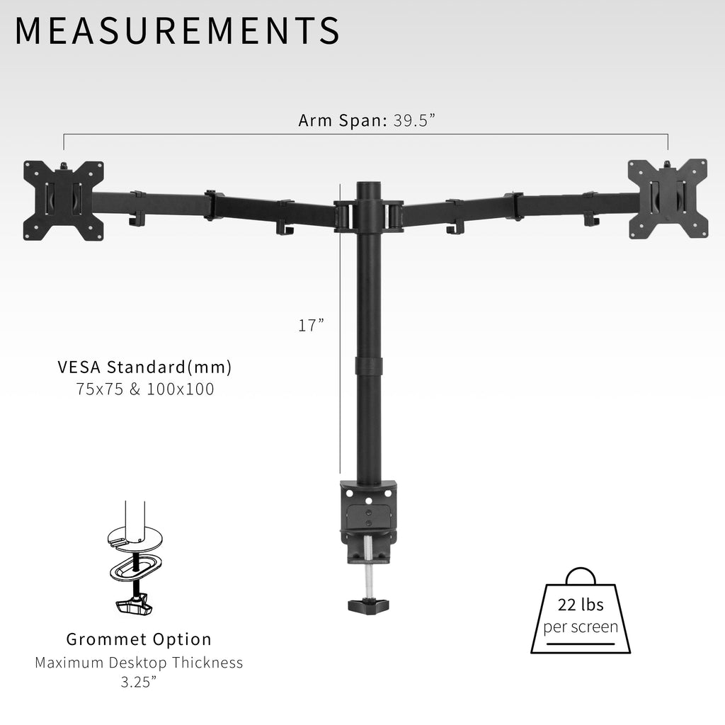 VIVO Dual Monitor Desk Mount Adjustable Stand