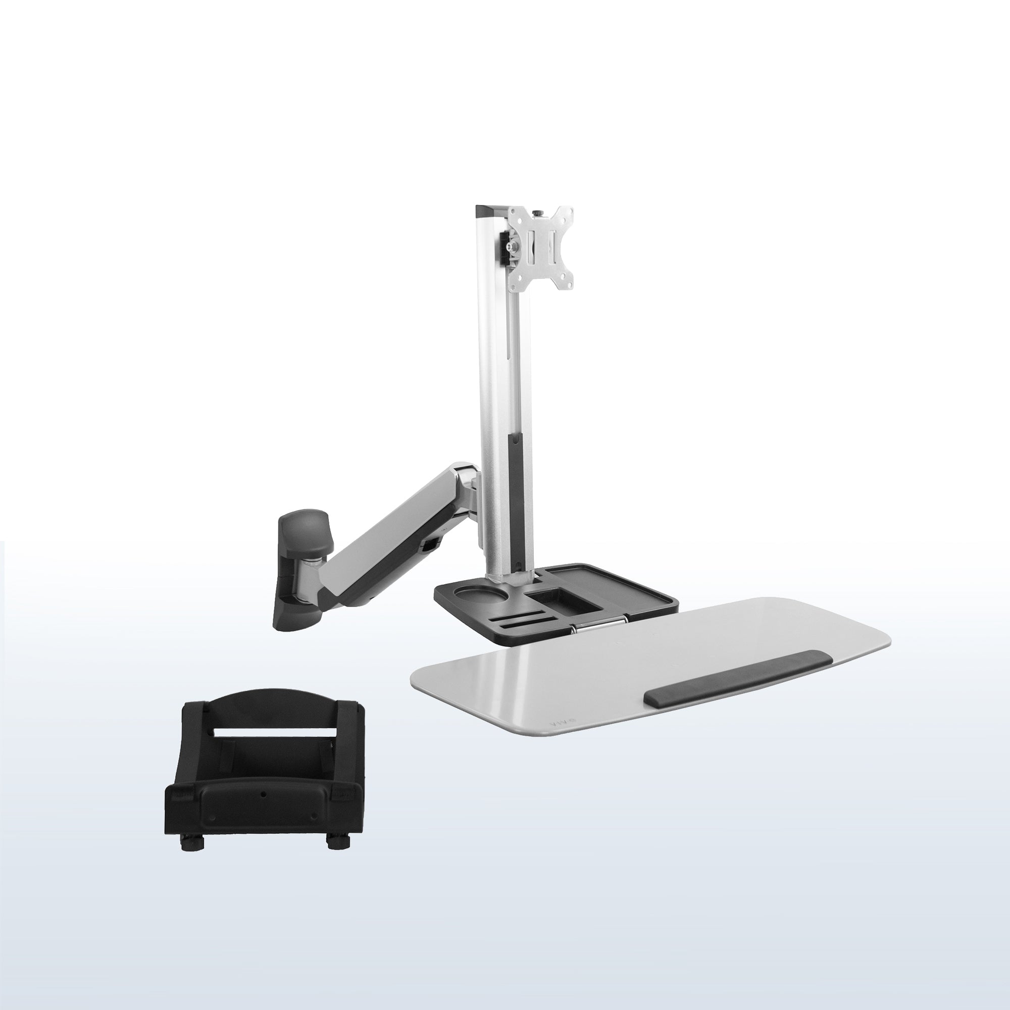 Silver Single 13" to 32" Monitor Sit to Stand Wall Mount