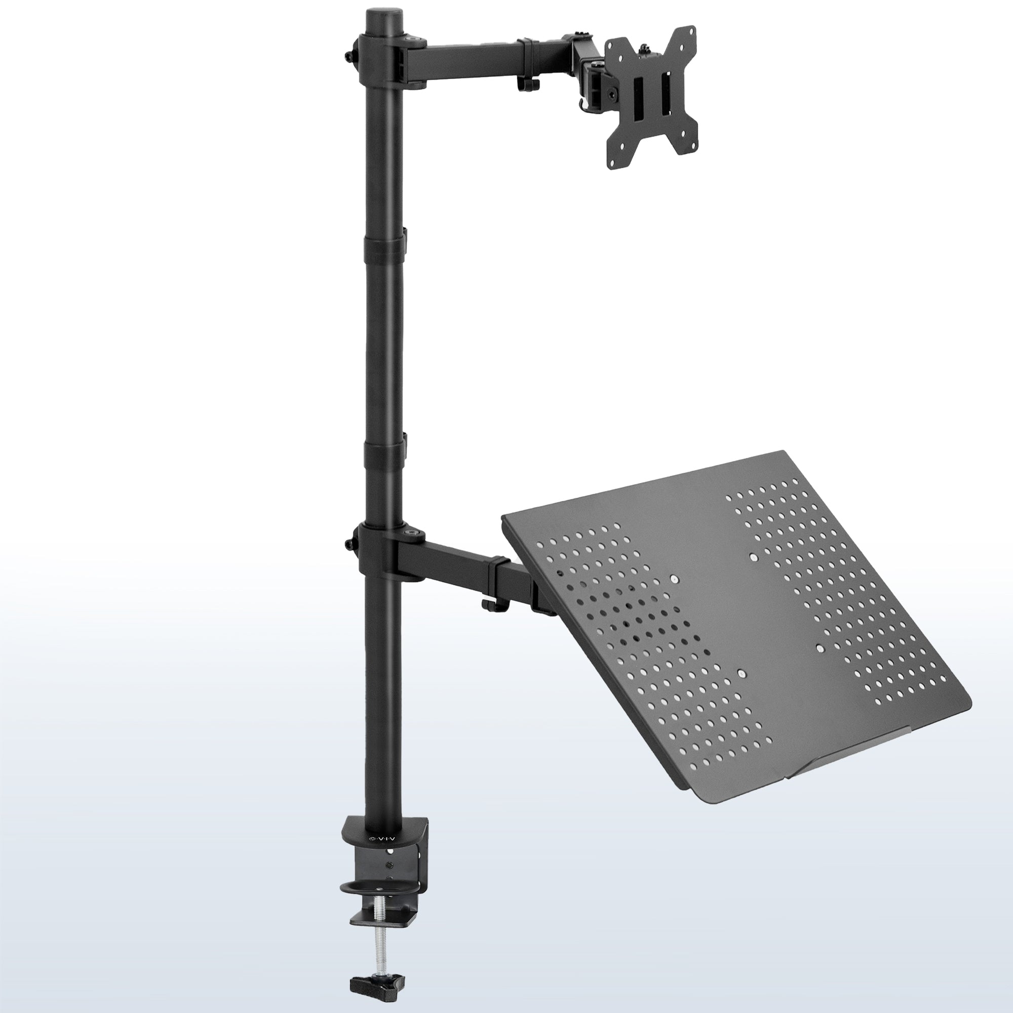 Single Monitor and Laptop Extra Tall Desk Mount - Up to 32" Screens, 17" Laptops